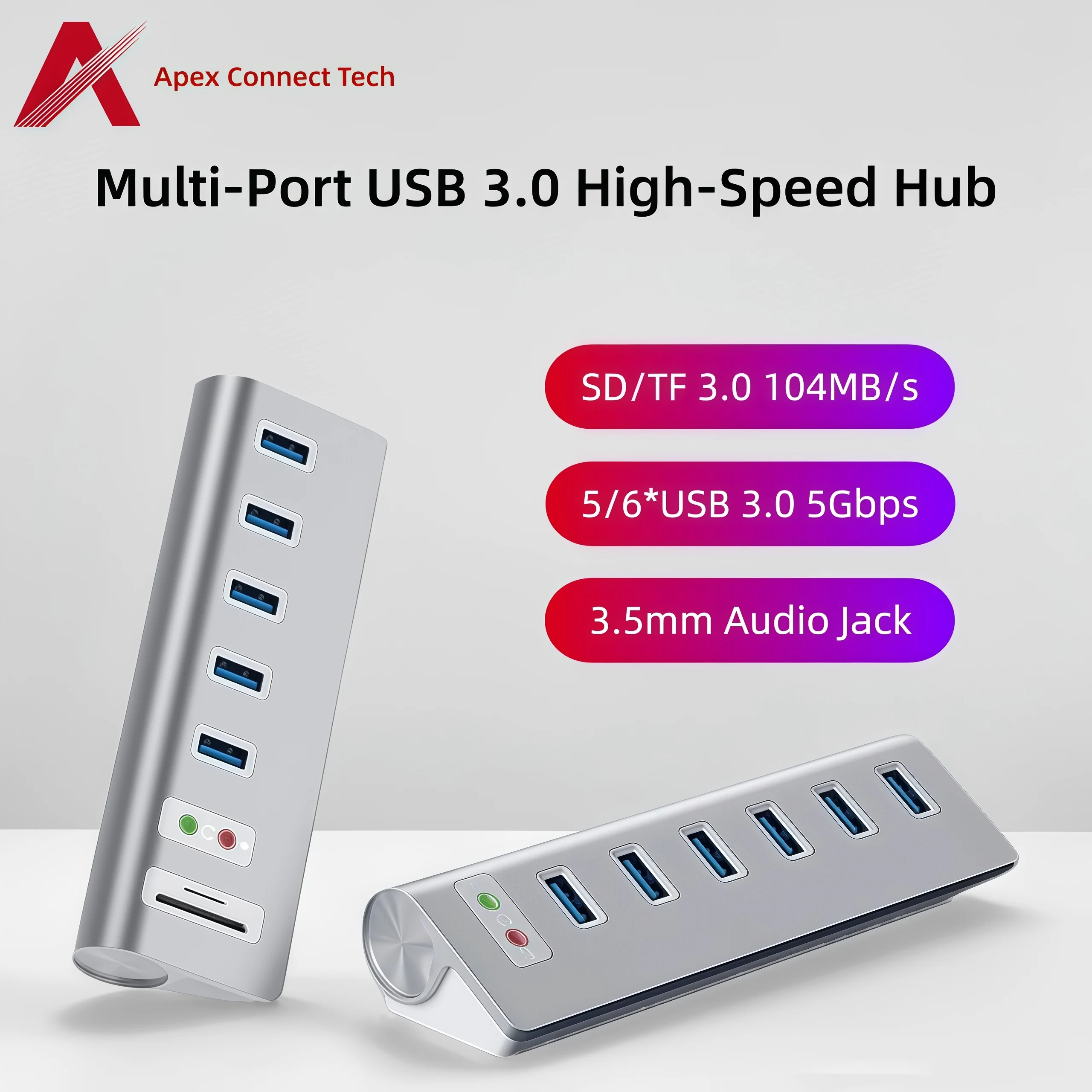 

USB-концентратор 3.0 Высокоскоростной многопортовый с блоком питания TF SD-кардридер Аудиоразъем USB-разветвитель с несколькими портами Удлинитель адаптера