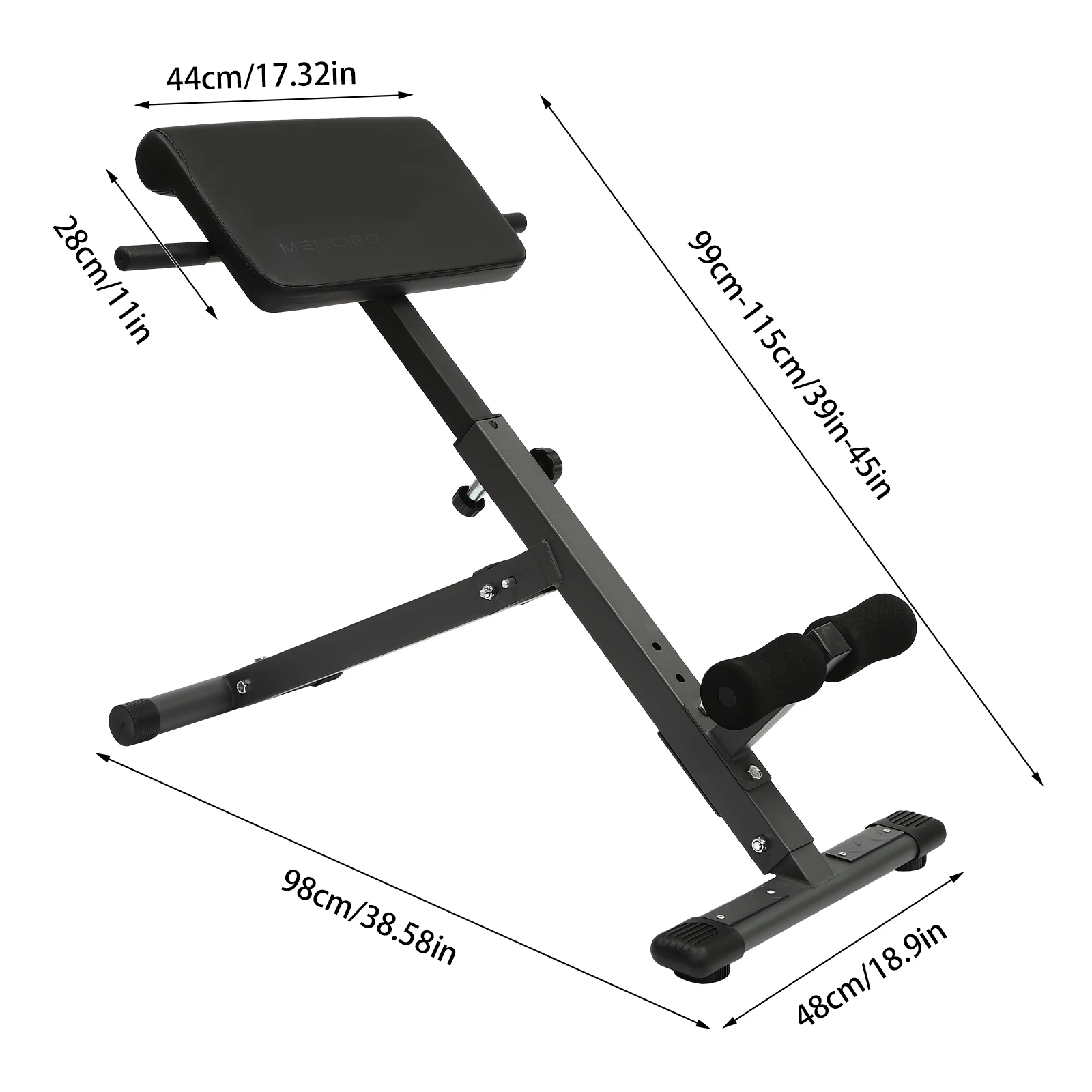 Hyperextension Bench, Adjustable Roman Chair for Home Workout, Back Extension Machine Up to 330 lbs Weight Capacity