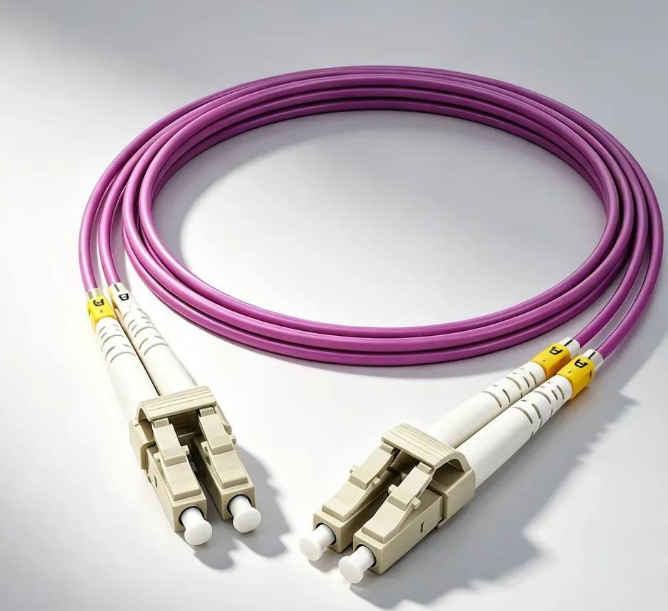 OM4 LC to LC UPC Multimode Duplex Fiber Optic Patch Cord 50/125μm LSZH 100G/40G/10G Compatible