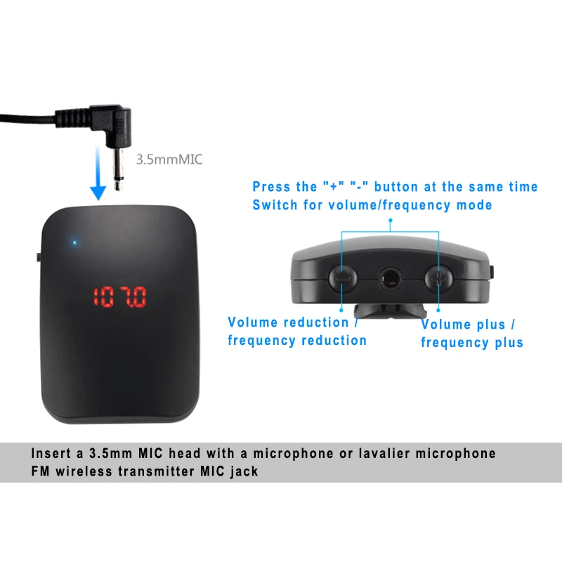 جهاز إرسال ميكروفون لاسلكي Fm مع سماعة ميكروفون و ميكروفون بميكروفون يستخدم لتوجيه جولات المعلم ميكروفون لاسلكي Fm