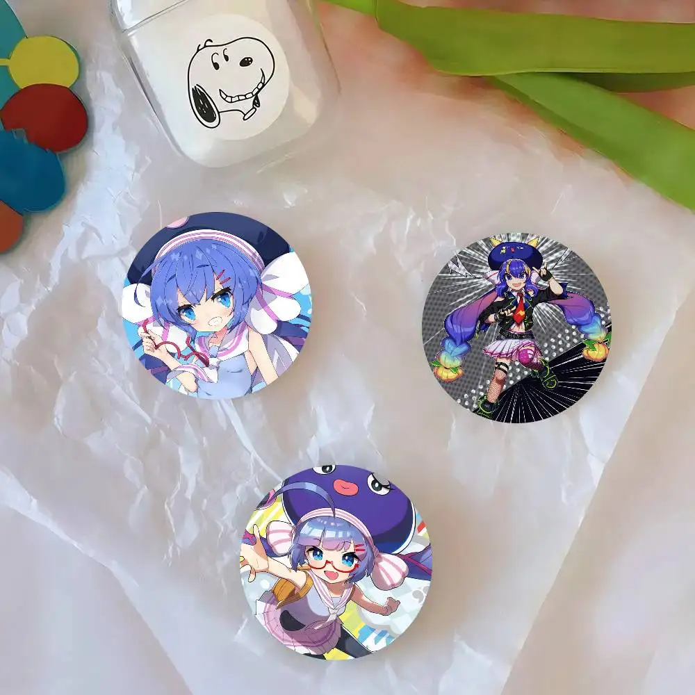 Virtual Singer O-Otomachi Una Round Badge Lapel Pins For Backpacks Briefcase Laser Brooch Clothes Gifts
