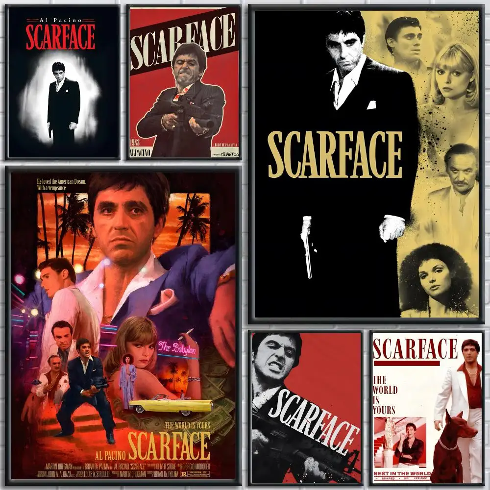 Iconic Movie S-ScarfaceS Poster HD Self-Adhesive No Residue After Removal Ideal for All Kinds of Wall Decor