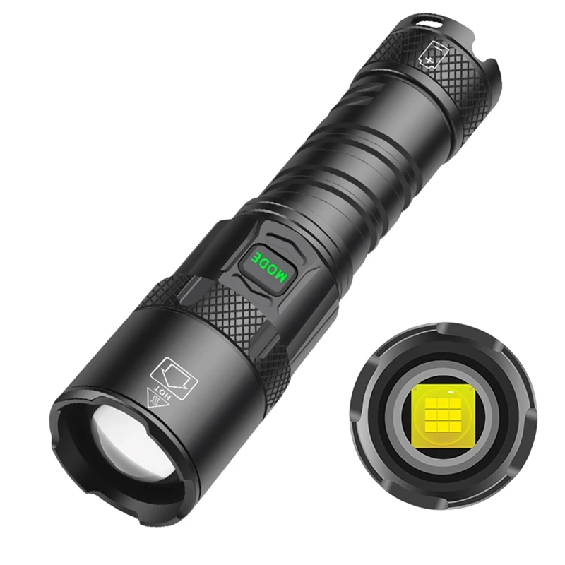 Most Powerful Flashlight Rechargeable Telescopic Zoom Input And Output High Long-Range Glare Lantern Retail