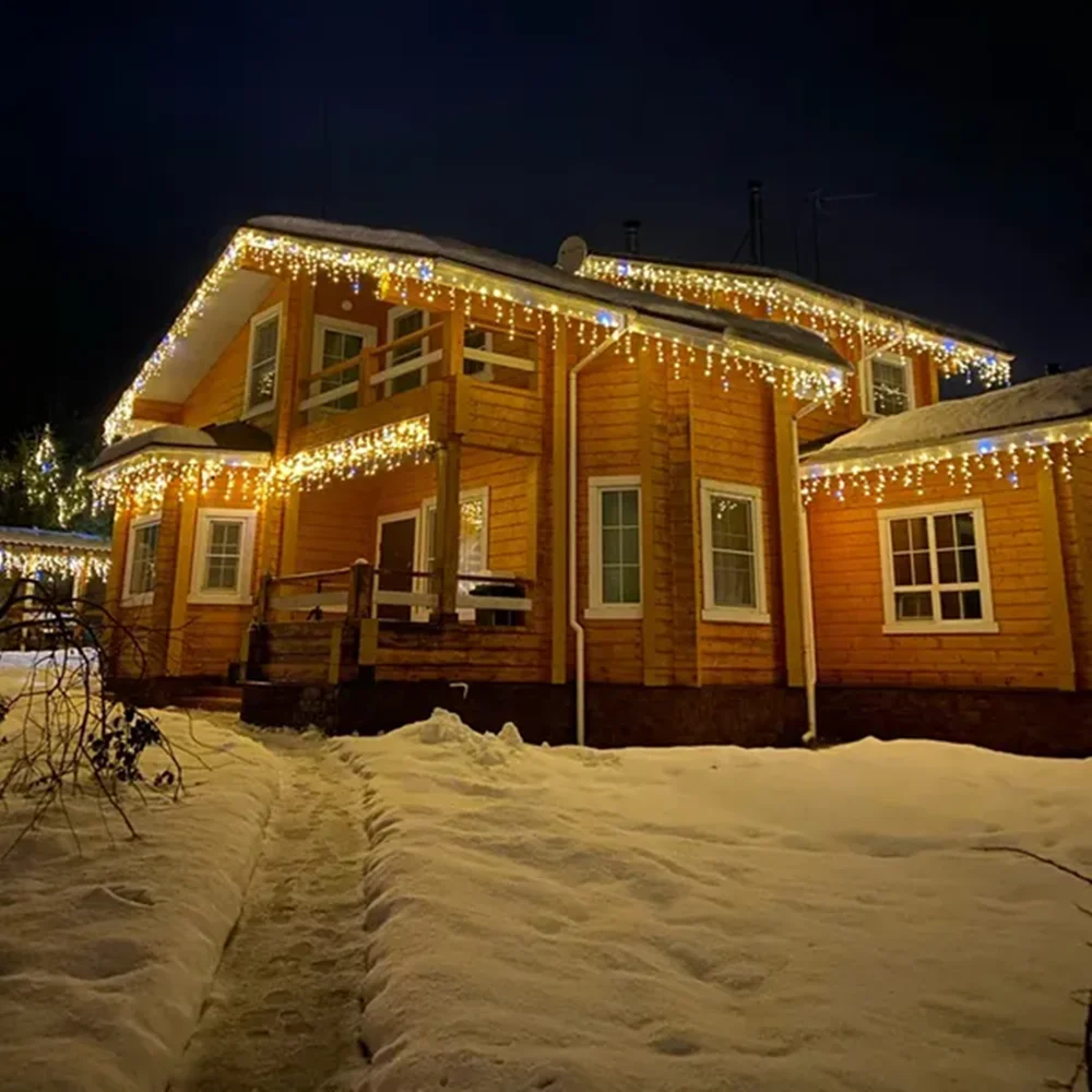 Imagem -02 - Natal Led Icicle Estilo Luzes com Strobes Cintilantes Cabo Branco Icicle Branco Quente Mais Estroboscópio Branco Fresco 4m w 0.6m h Garland de Rua na Casa Festoon Cortina Luzes Ano Novo 2025 Decorações para Natal