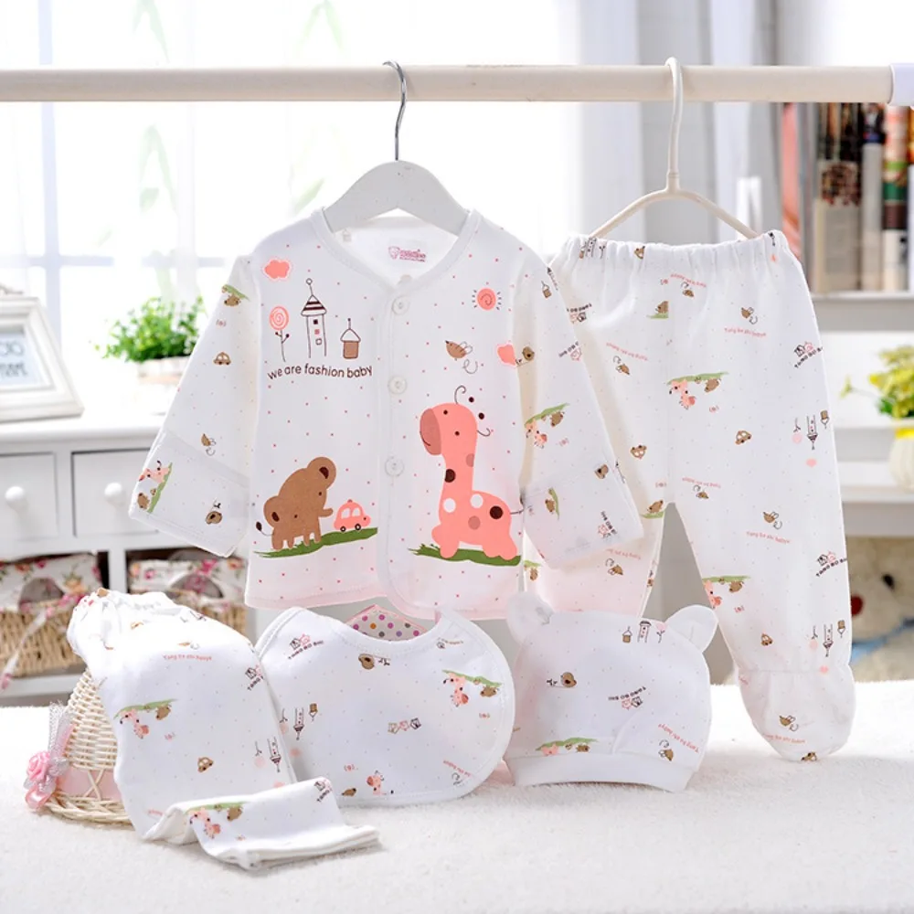 5pcs/set Children's Clothing Baby Cartoon Pattern Pure Cotton 0-3M Baby Clothes Spring Autumn