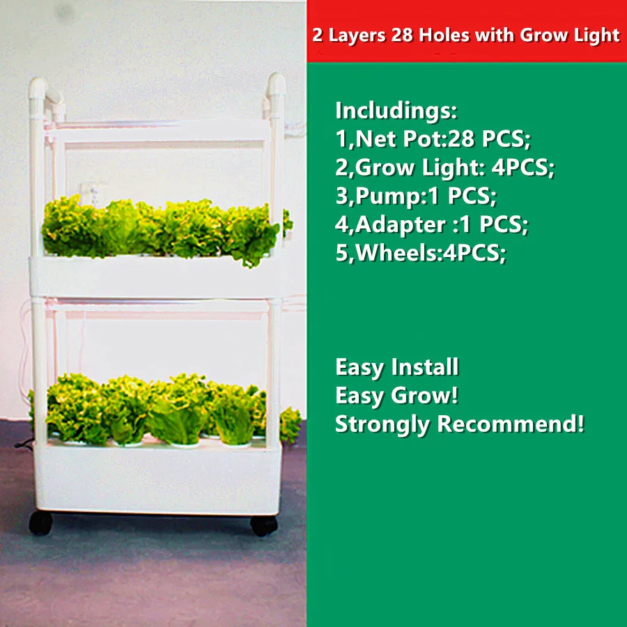 Hydroponics Growing System , 28 Pods Garden Germination Kit ,2 Layers Hydrophonic Planter for Vegetable ,Herb,Fruit