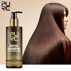 PURC-champú biotina para el crecimiento del cabello, aceite de argán para el tratamiento del cuero cabelludo, productos para el cuidado del cabello, Anti pérdida de cabello, reparador de encrespamiento dañado