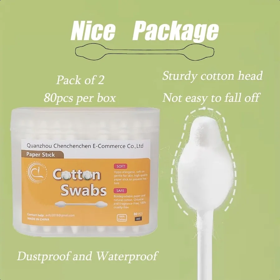 สำลีพันก้านสำหรับเด็กแรกเกิดและเด็กเล็ก ขนาดใหญ่ 160 ชิ้น