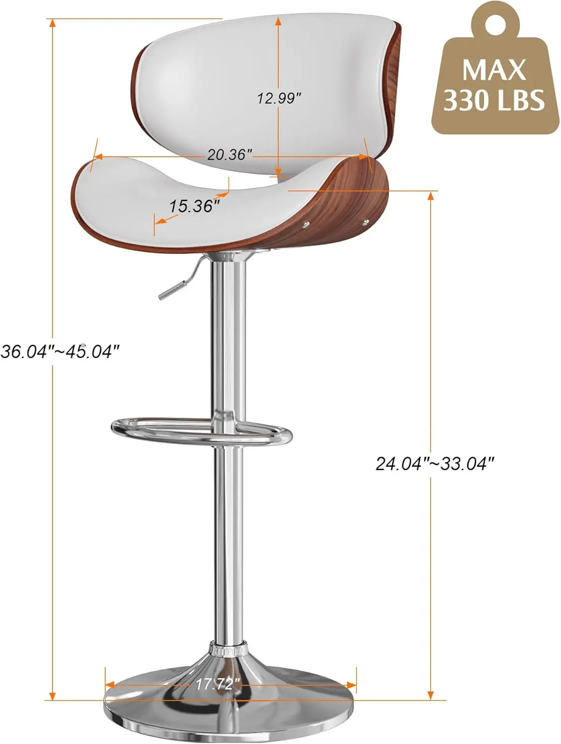 Barhocker 3er-Set, höhen verstellbare Barhocker aus Bugholz, gepolsterter Bar stuhl aus PU-Leder mit Rückenlehne und Fuß stütze für b