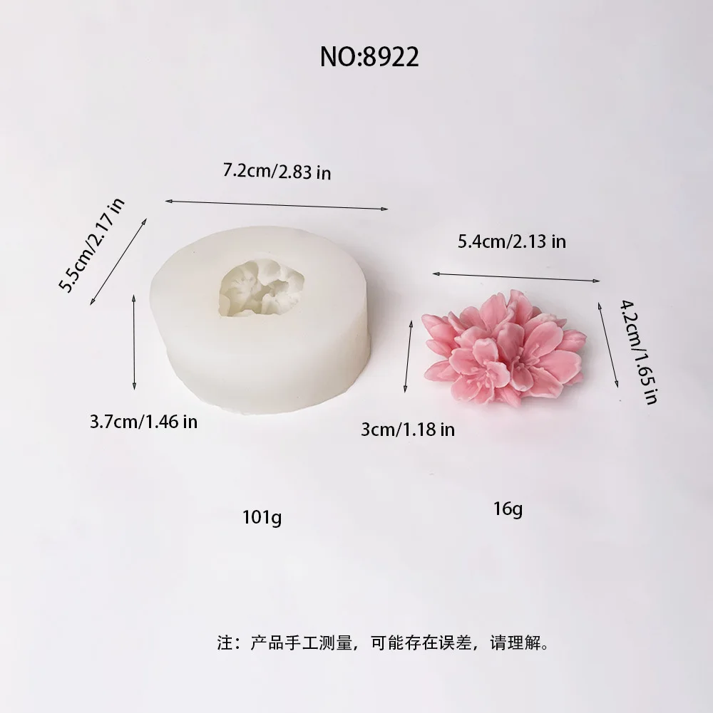 1pcs Aromatherapy Candle Silicone Mold 3D Peach Flower Shape Soap Silicone Mould DIY Candle Cup Soap Mould Cake Decoration Suppl