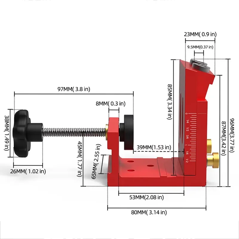1 Set Red/Blue Removable Pocket Hole Jig Kit Inclined Hole Drilling Positioner Aluminum Alloy Woodworking Oblique Punch