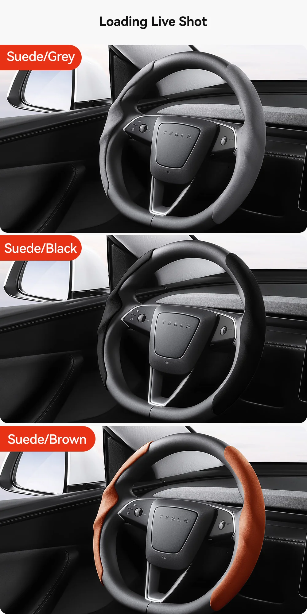 Lenkradabdeckung aus Carbonfaser-Optik, Sportlenkrad, rutschfeste Hülle, universell passend für Tesla Model 3 und Y, ideal für Autofahrten. – Detail 17