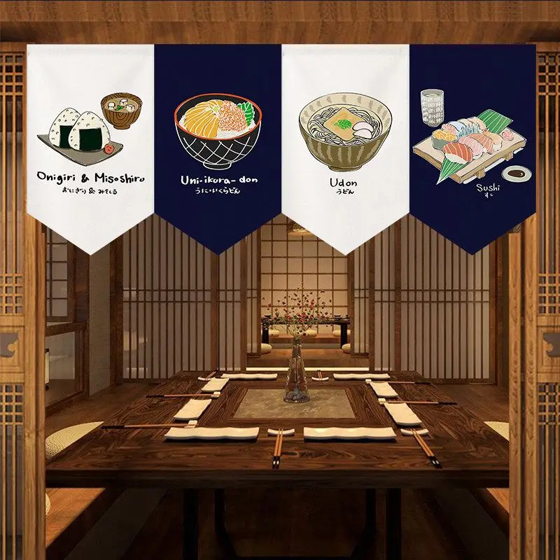 VIKAMA Japanese Triangle Pennant Fuji Mountain Crane Umbrella Dragon Koi Print Hanging Banner For Restaurant Bar Kitchen Decor