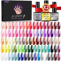 Limegirl-Juego de esmaltes en Gel para uñas, barniz de Gel Led UV semipermanente, lacas para Base y capa superior, 60/40/24 colores