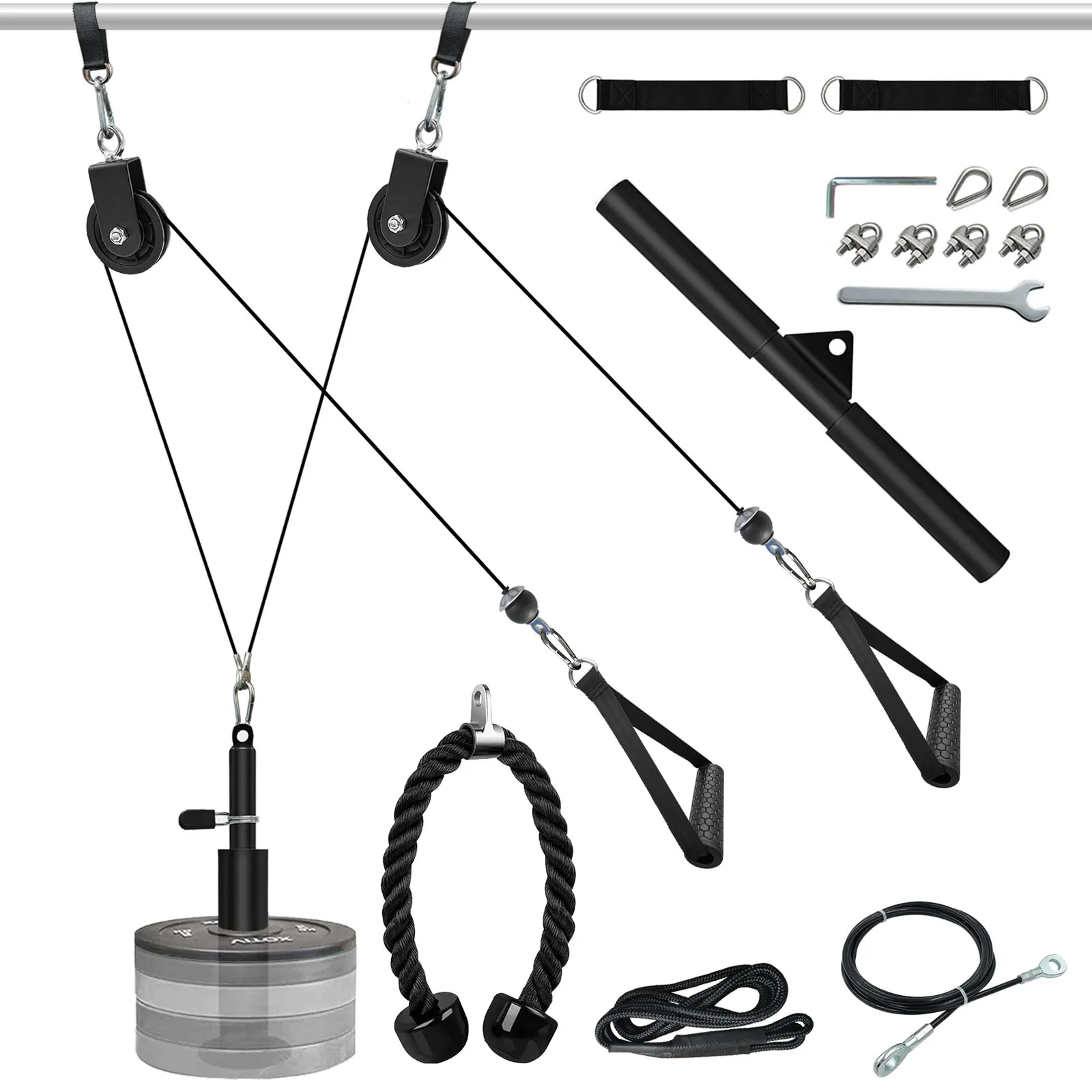 DIY Wall-Mounted Pulley Cable Machine Set Attachment System Biceps Triceps Strength Trainning Sport Workout Fitness Equipment