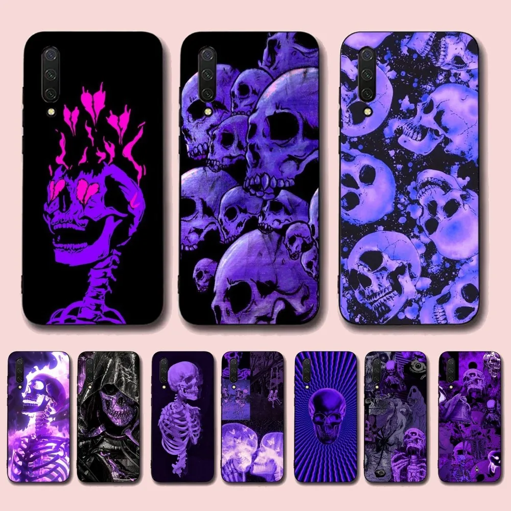 Purple Skeleton Phone Case For Xiaomi Mi 5X 8 9 10 11 12 lite pro 10T PocoX3pro PocoM3 Note 10 pro lite