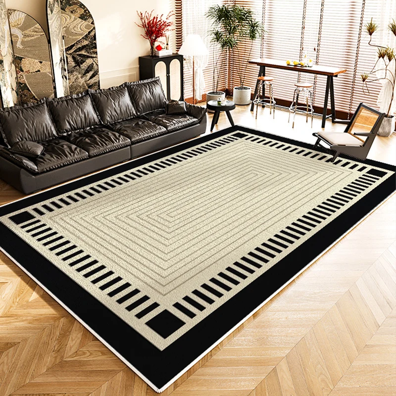 Wabi-sabi Simple Retro Living Room Carpets Light Luxury Sense of Advanced Non-slip Bedroom Bedside Carpet Line Art Vestibule Rug