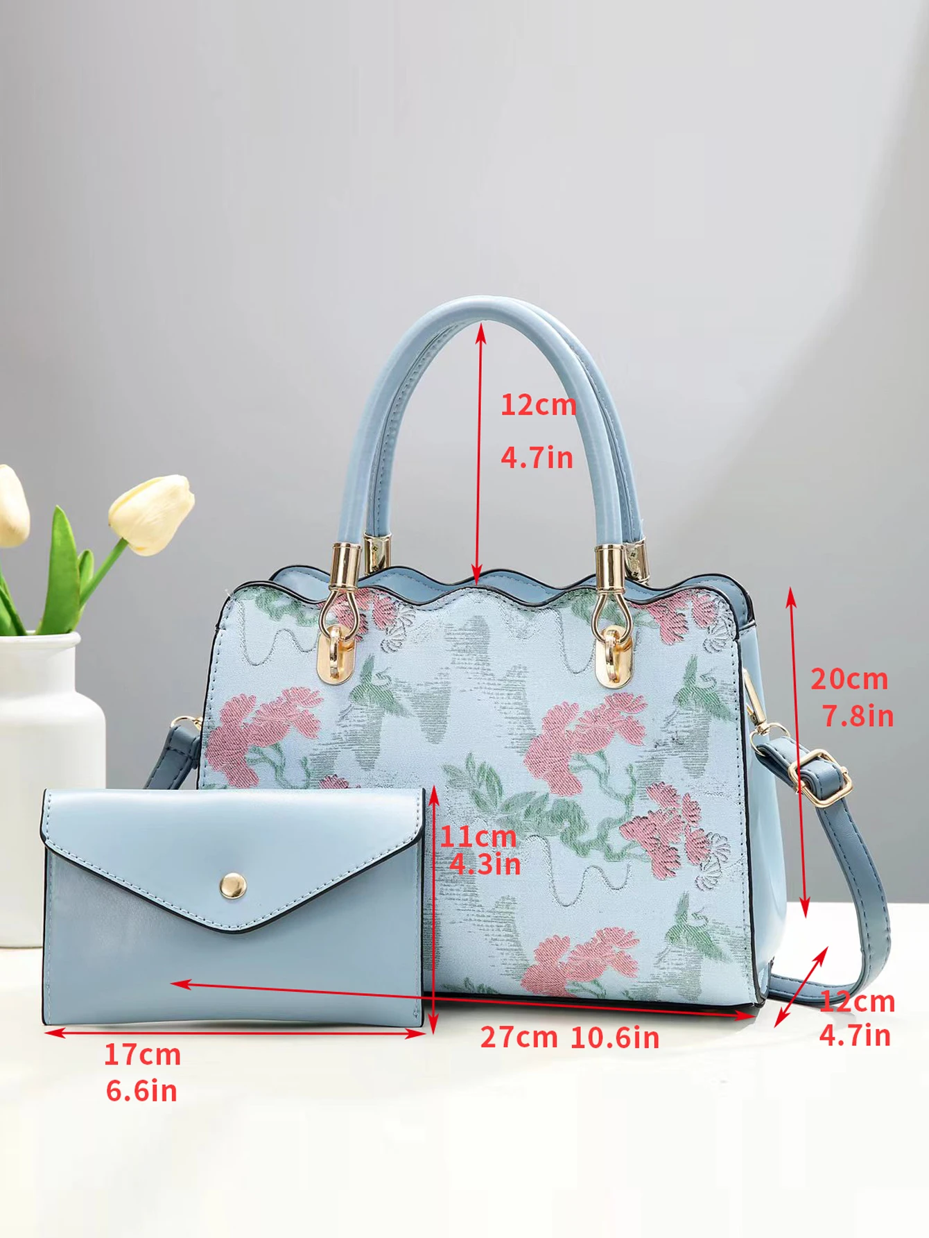 Women\'s combination bag with embroideries, large capacity single shoulder crossbody bag, exquisite small bag