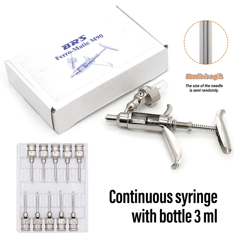 

3ml Automatic Livestock Continuous Syringe with 10 Needles Veterinary Equipment Automatic Vaccination Gun for Cows Pigs Sheeps