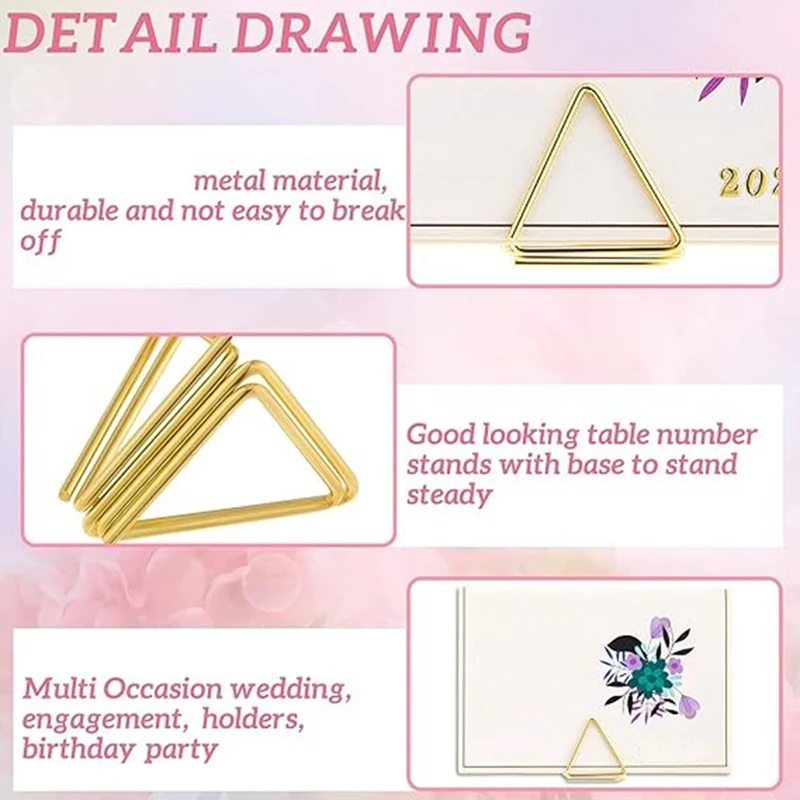 60 個の席札ホルダー三角形テーブルカードホルダー写真画像ホルダースタンドクリップ