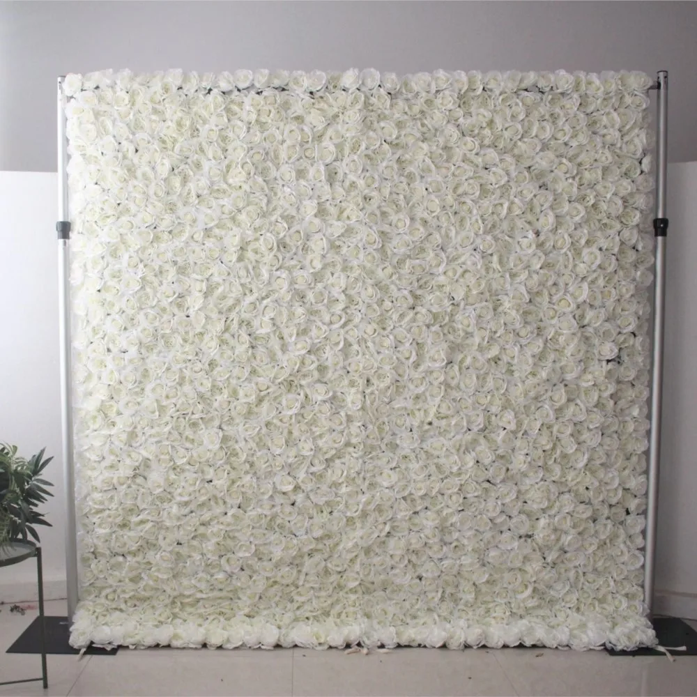 

3D Royal luxury White series Peony Floral Curtain Cloth Flower Wall Outdoor Wedding Backdrop Decorations For Reception