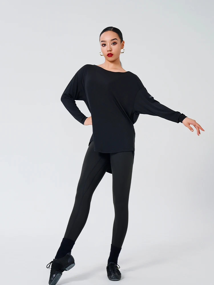 

Gloria Dance Women's Latin Dance Workout Yoga Pants Long Sve round Ne Loose Fit Trousers Slimming Top Practice orm