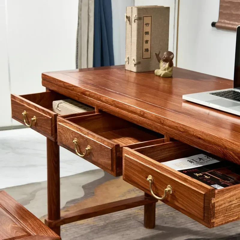 Mahogany Hedgehog Red Sandalwood Desk Student Writing Desk Adult Desk Simple New Chinese Three Drawing Table and Chair Simple