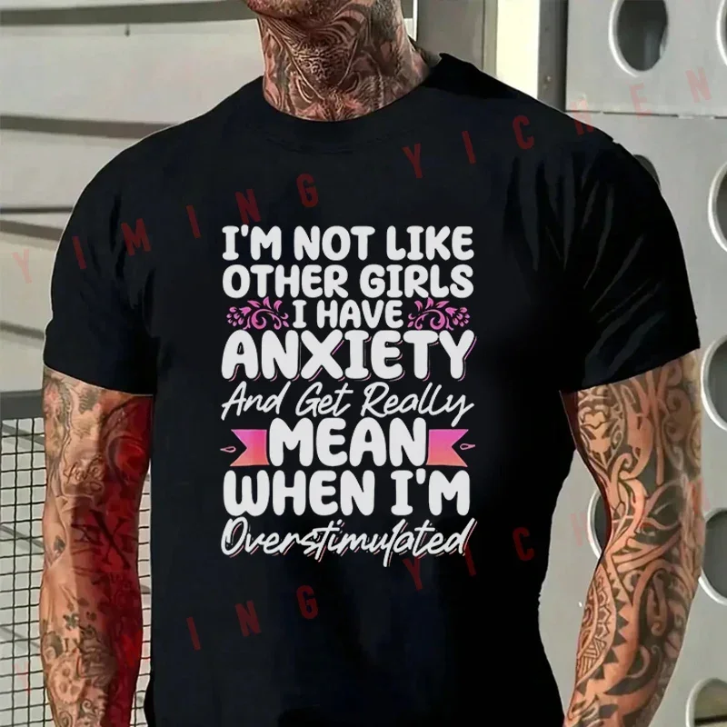 Fun Anxiety Humor - T-shirt de moto en coton à manches courtes et col rond avec motif de crâne « I'M Different And Resurrected »