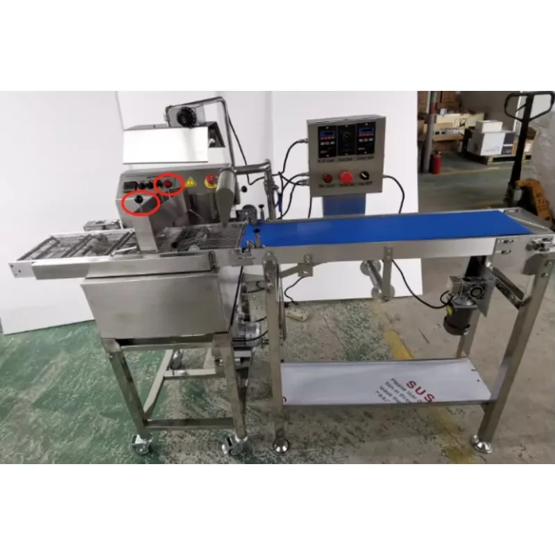 Commercial Chocolate Coating Machine Automatic Chocolate Enrobing Machine With Conveyor Belt Customized