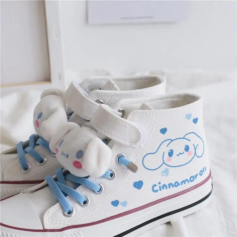 Tênis de lona de anime infantil, sapatos de caminhada brancos, desenhos animados fofos, cosplay, estudantes, top alto, novo, 2022, 2024