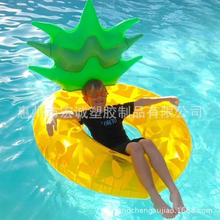 

New inflatable pineapple swimming ring pineapple floating row with backrest pineapple swimming ring 120CM