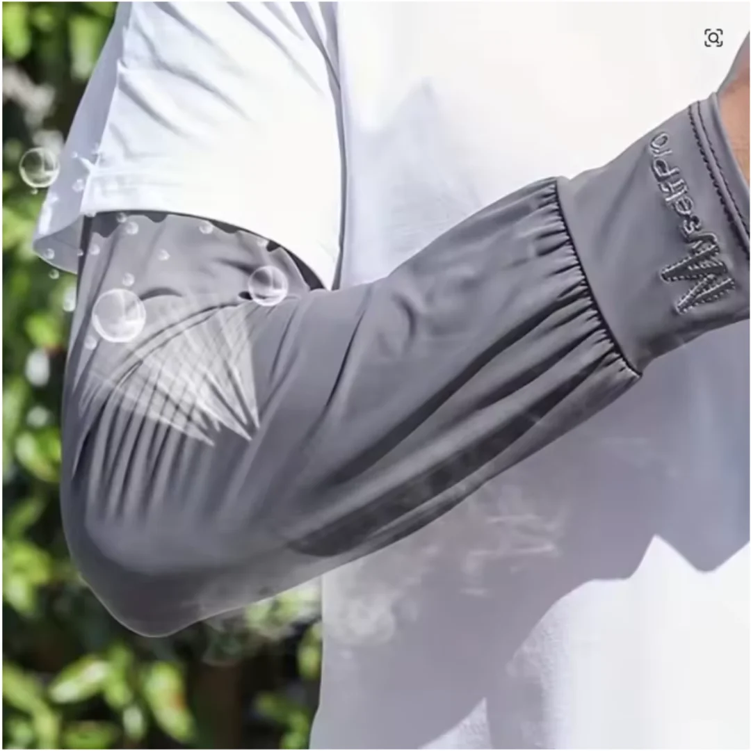 2PCS Mens Ice Arm Sleeves Sunscreen Elastic Driving Gloves Outdoor UV Protection Arm Cover Sleeves Lightweight Cool Muff 2026