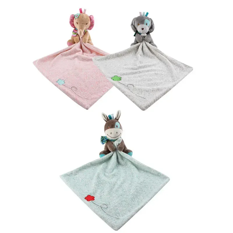 Brand New Infant Baby Nursery Toddler Security Cartoon Soft Smooth Bath Animal Toy Blanket Cartoon Bibs Baby Infant Towel