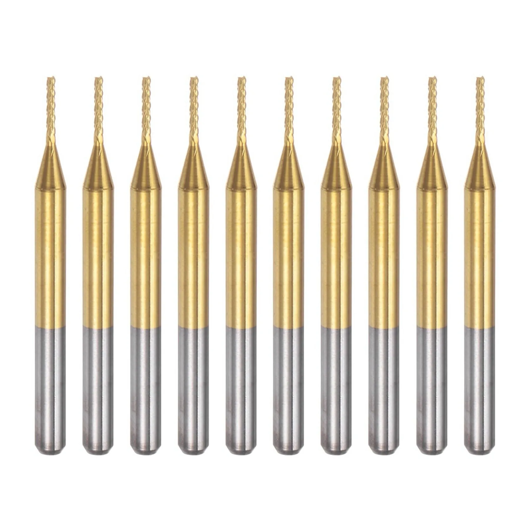 ABLK 50PCS Titanium Coat Carbide End Mill Engraving Milling Cutter CNC Router Bits For PCB Machine, 1/8 Inch Shank 0.9Mm
