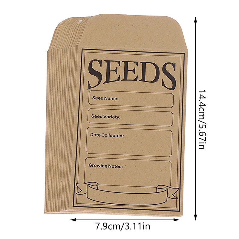 20Pcs Kraft Paper Seed Envelopes Resealable Self Adhesive Packet Seed Saving For Collection Vegetable Flower Seed Storage Bags