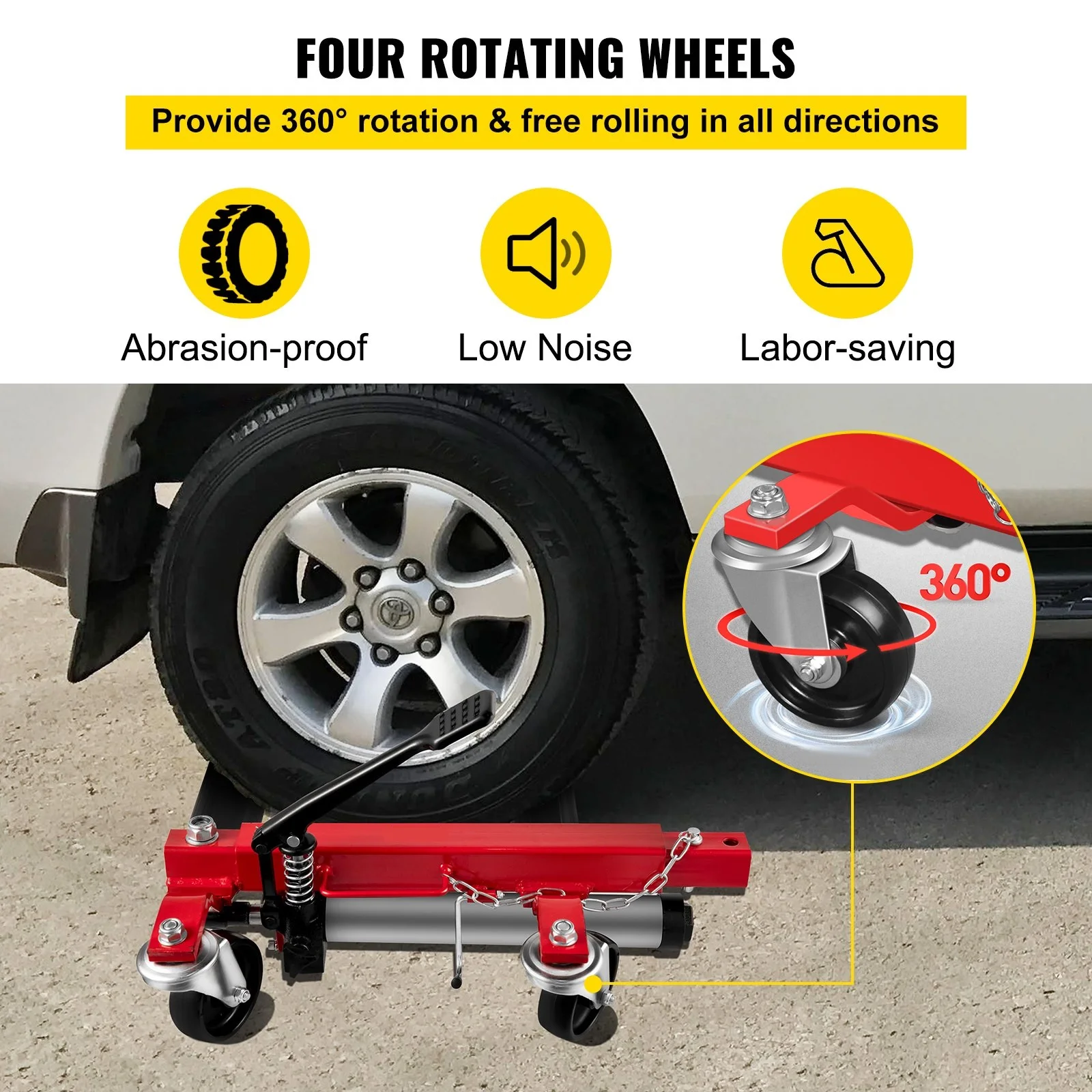 Wheel Dolly 2pcs Car Dolly 3000 lbs Wheel Dolly Car Jack Dolly 12\'\' Wheel Jacks for Cars Vehicle Positioning Hydraulic Jack