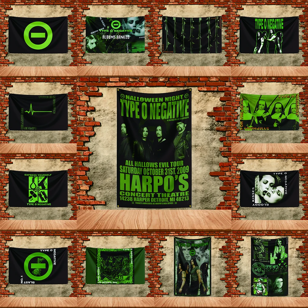 Music Band Flag for Type O Negative Fans Banner Custom any Image Garage Bedroom Living Room Dorm Wall Hanging Decor Tapestry