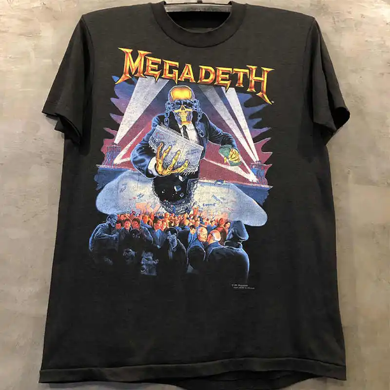 MEGADETH Metal Band European and American Trend Vintage Rock Punk Style Short Sleeve Women's Loose Retro T-Shirt