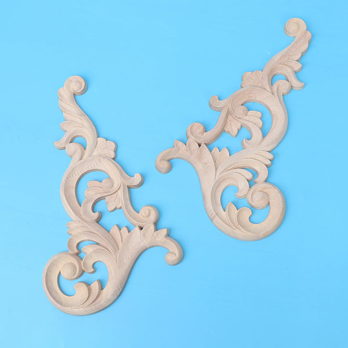 

2Pcs Wood Carved Onlay Corner Applique for Furniture Decoration Cabinet Doors Mirror Thick Wood Applique Carved Onlay