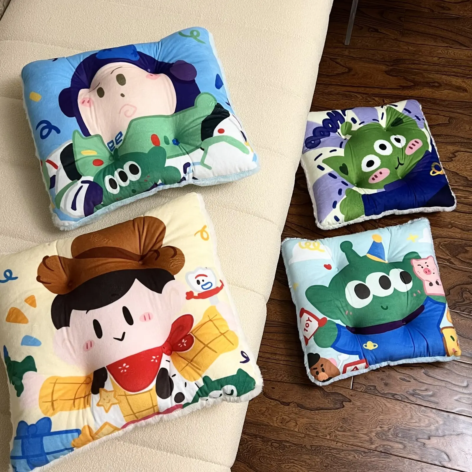 Cartoon Anime Alien Sherif Woody Plush Pillow Soft Cute Buzz Lightyear Filling Cushion Sofa Decor Gifts For Girl