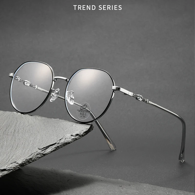 Fashion Design New Retro Ellipse Small Frame Myopia Glasses Prescription Photochromic Anti Blue Light Women Astigmatism Eyewear