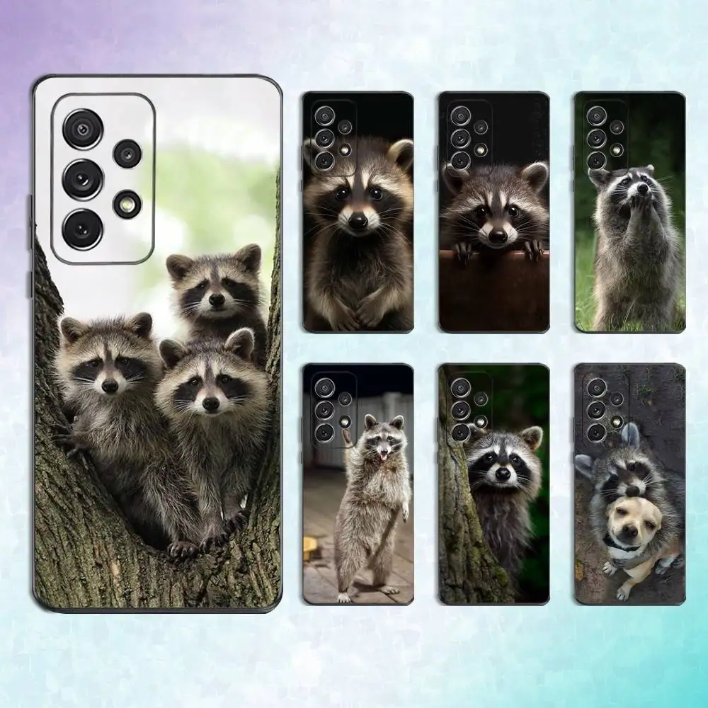 

Cute Animal Raccoon Phone Case For Samsung S25,S24,S23,S22,S21,S20,S10,Ultra,Plus,Lite,FE,Soft Silicone Black Cover