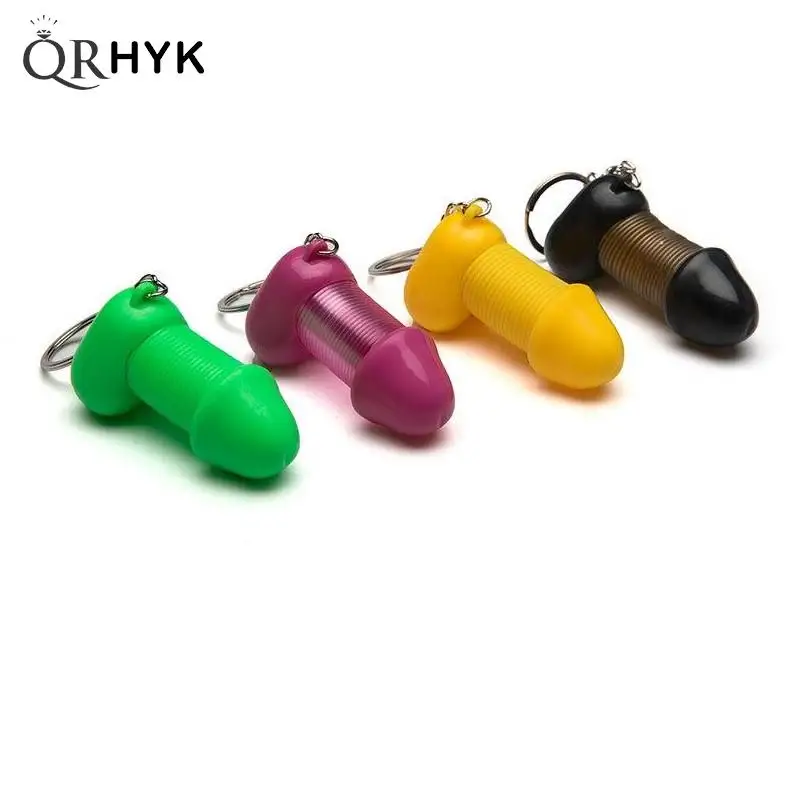 Creative jewelry KeyChain Lovers Sexy Stretchable spring Penis Keyring Individual Keychains best Gift Man Cock Car Key Ring