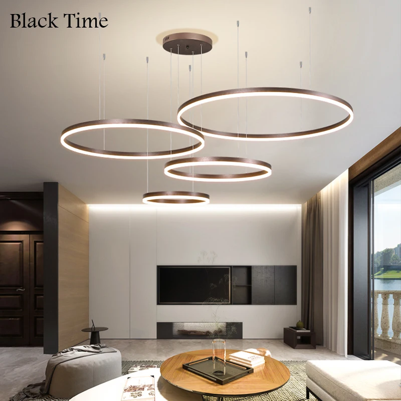 4 Rings Circle Dining Room Pendant Light Modern LED Personalised Living Room Light Home Study Decorative Light Fixtures