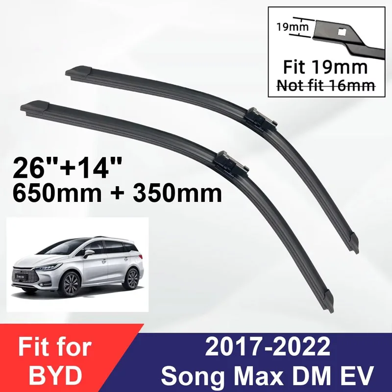 

For BYD Song Max DM EV 2017-2022 Front Wiper Blades Boneless Frameless Rubber Cleaning
