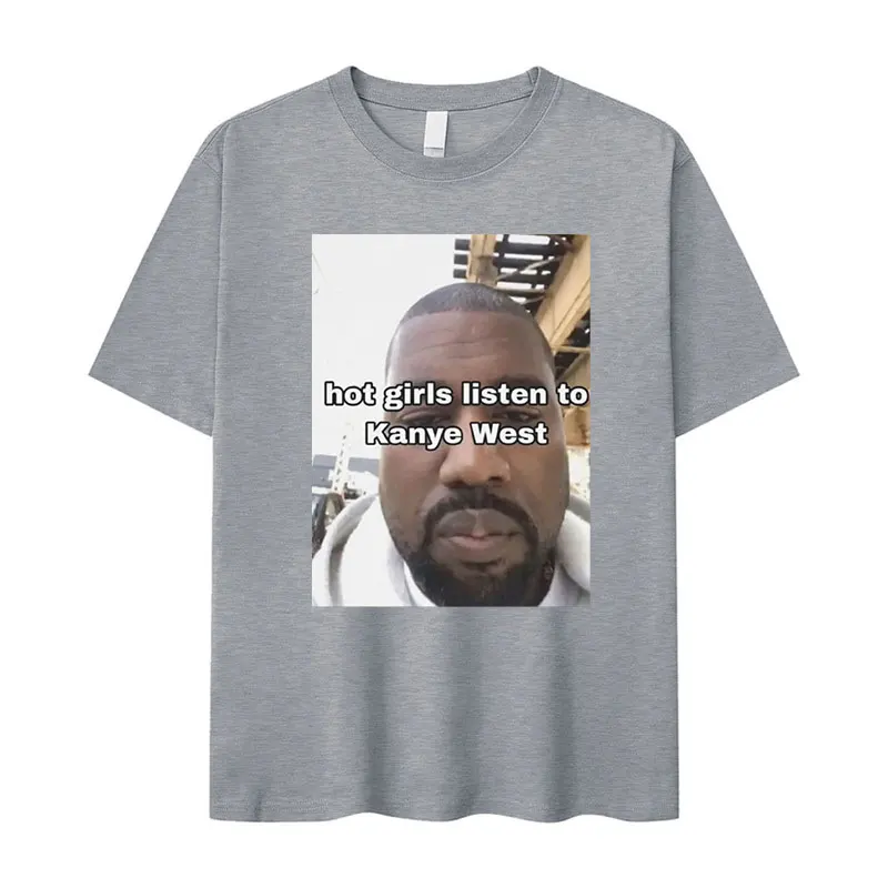 Funny Kanye West Meme Graphic T Shirt Men\'s Hip Hop Retro Fashion Short Sleeve T-shirts 100% Cotton Oversized T-shirt Streetwear