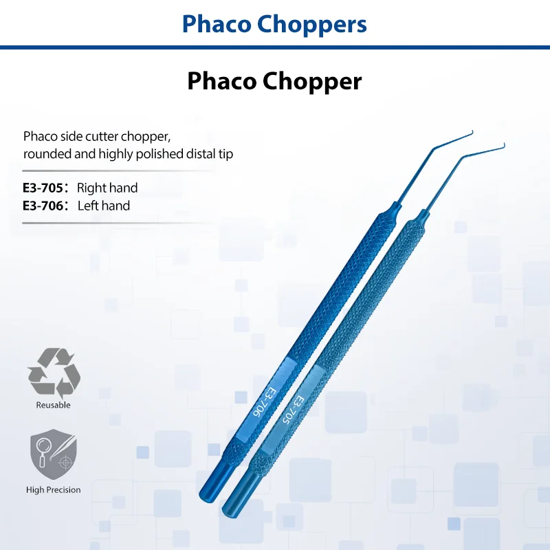 Titanium Phaco Chopper Precision Tip Reusable Surgical Tool for Ophthalmic Cataract Nucleus Chopping Eye Operation