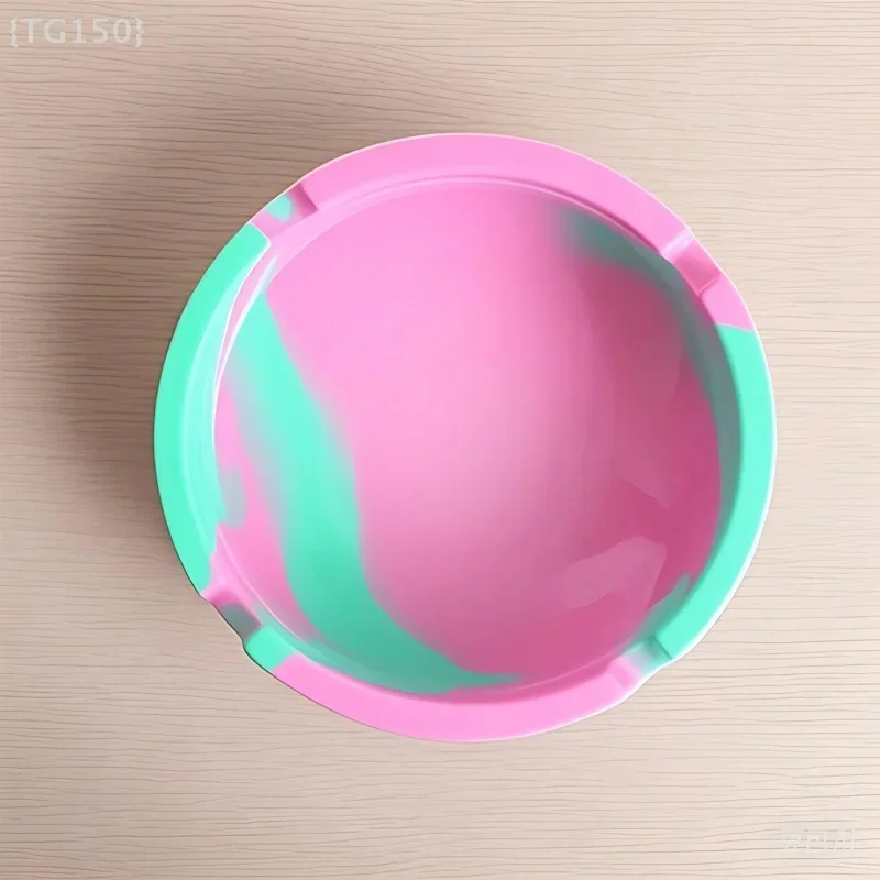 منفضة سجائر محمولة مموهة، حامل سجائر مضاد للحرق مع تصميم سيليكون دائري ناعم