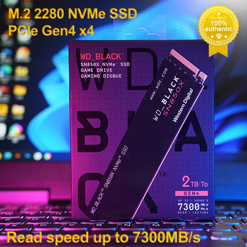 محرك الأقراص الصلبة الداخلي الأسود WD SN850X M.2 2280 NVMe SSD PCIe 4.0 محرك الألعاب يعمل للقرص الصلب PS5 100% أصلي بالجملة