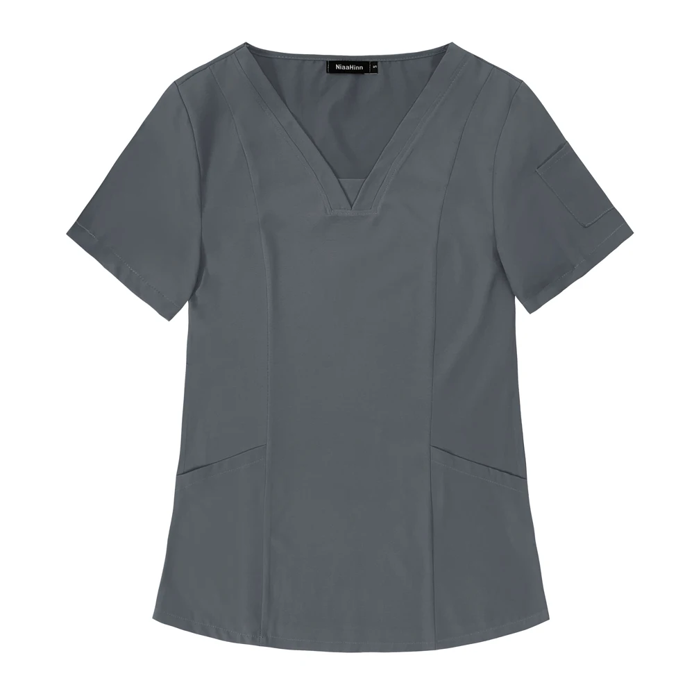 New Medical Work Clothes Hospital Surgical Blouse Scrub Nursing Uniforms Beauty Salon Female Short Sleeve Shirt Wholesale Price